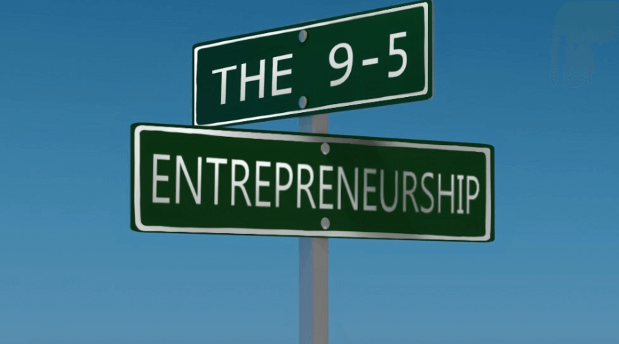 crossroads street sign which way to go for work the 9-5 entrepreneurship