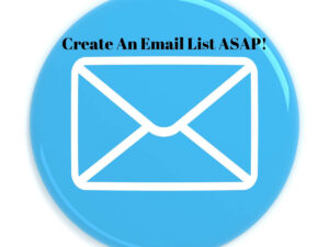 envelope inside blue button create an email list asap