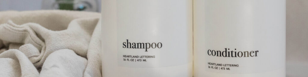 towel shampoo conditioner bottles